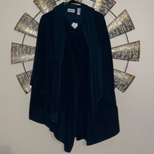 Beautiful teal/blue green fleece button kimono! Brand new with tags